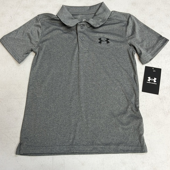 Boys Under Armour Match Polo Pitch Gray Size 7 New with Tags - Picture 3 of 8